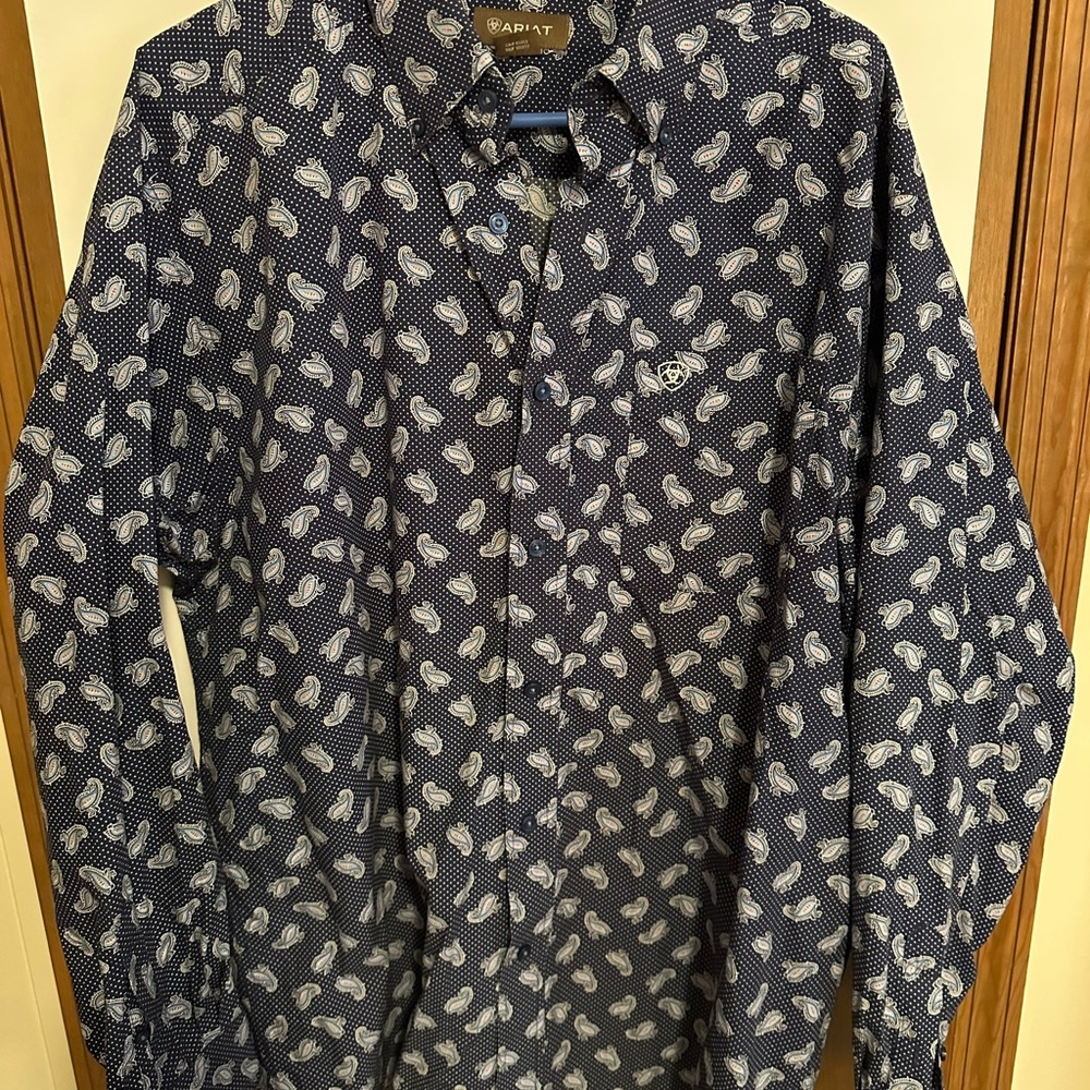 Ariat Navy Shirt with White Paisley Print